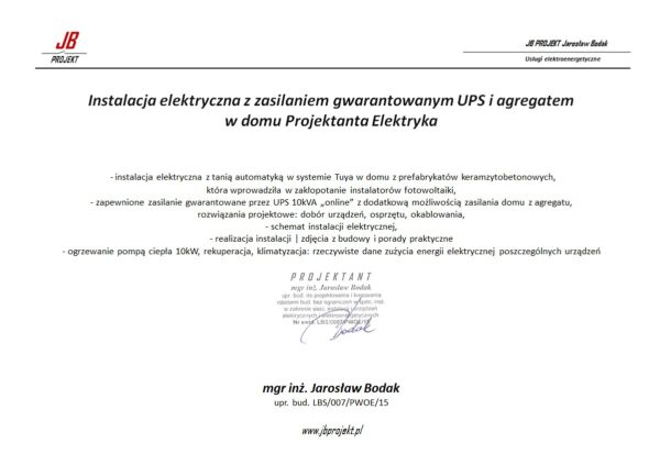 Instalacja elektryczna z UPS w domu Projektanta Elektryka
