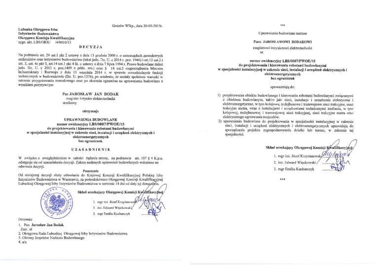 Uprawnienia budowlane — decyzja