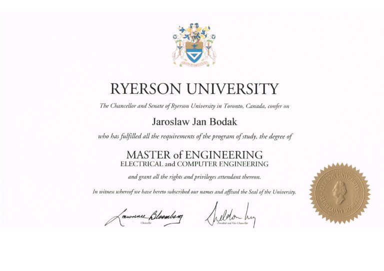 Dyplom Master of Engineering — Ryerson University