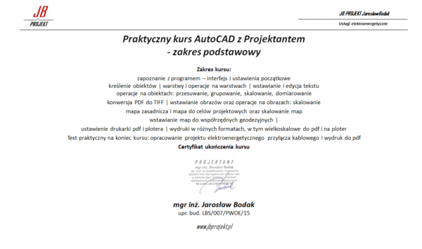 Praktyczny kurs AutoCAD z Projektantem - zakres podstawowy
