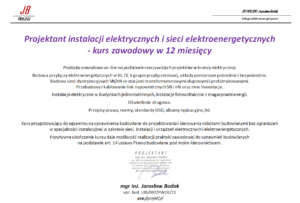 Projektant instalacji elektrycznych i sieci elektroenergetycznych — kurs zawodowy w 12 miesięcy