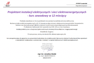 Projektant instalacji elektrycznych i sieci elektroenergetycznych SN/nN - intensywny kurs zawodowy